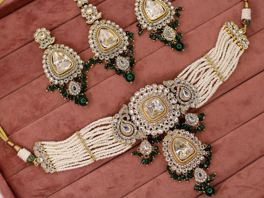 Aabrah Kundan Necklace Set - AJEH Jewellery