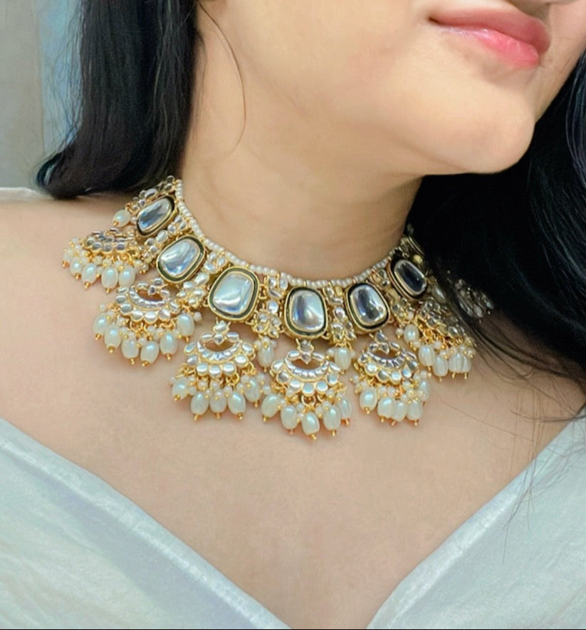 Ifra Kundan Necklace Set - AJEH Jewellery