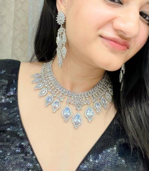 Suramya AD Necklace Set - AJEH Jewellery