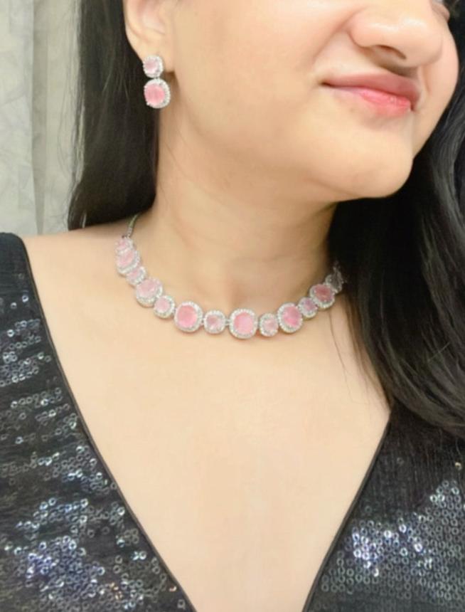 Mumtaz AD Necklace Set - AJEH Jewellery