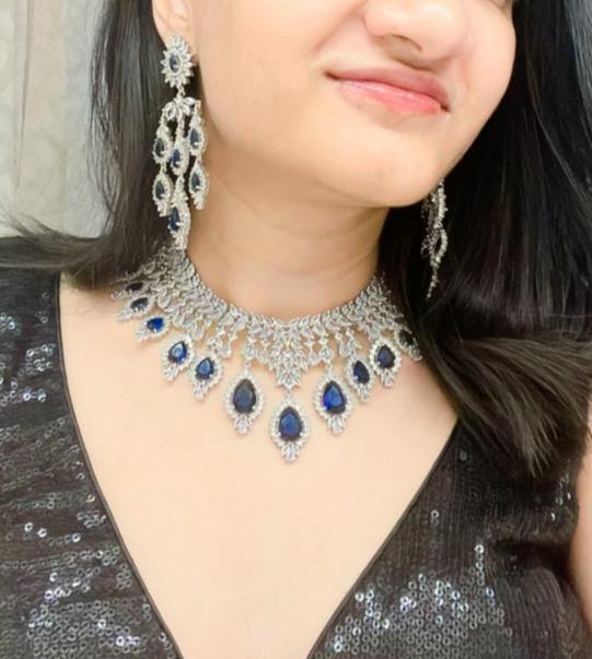 Suramya AD Necklace Set - AJEH Jewellery