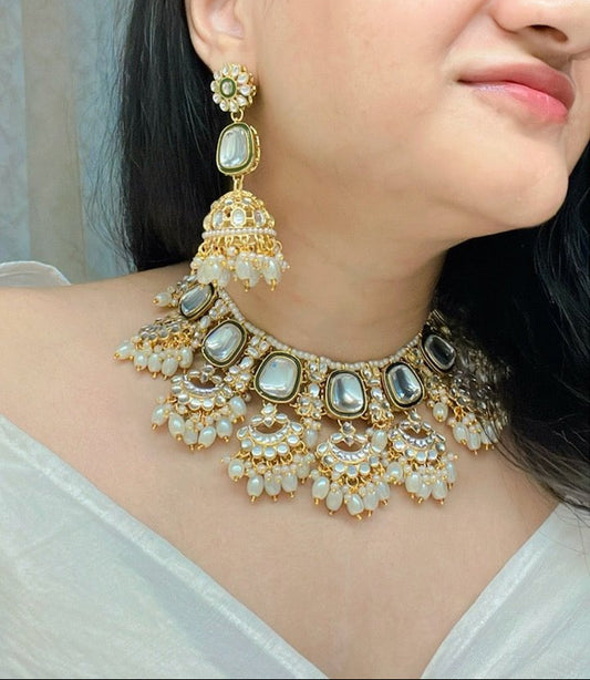 Ifra Kundan Necklace Set - AJEH Jewellery