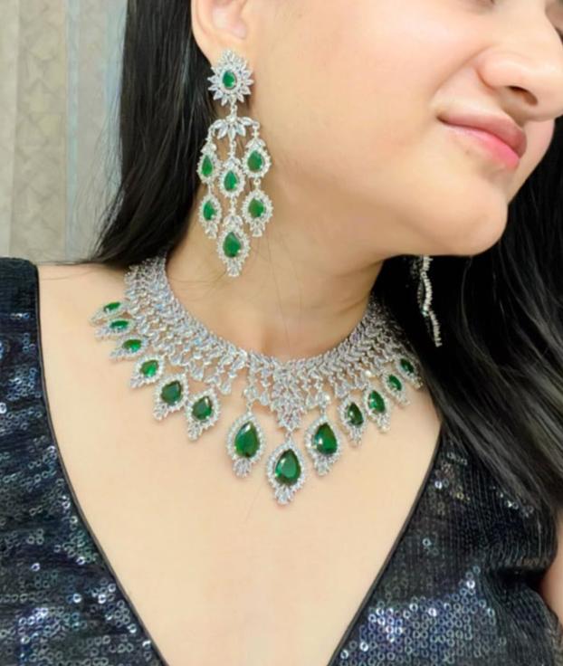 Suramya AD Necklace Set - AJEH Jewellery