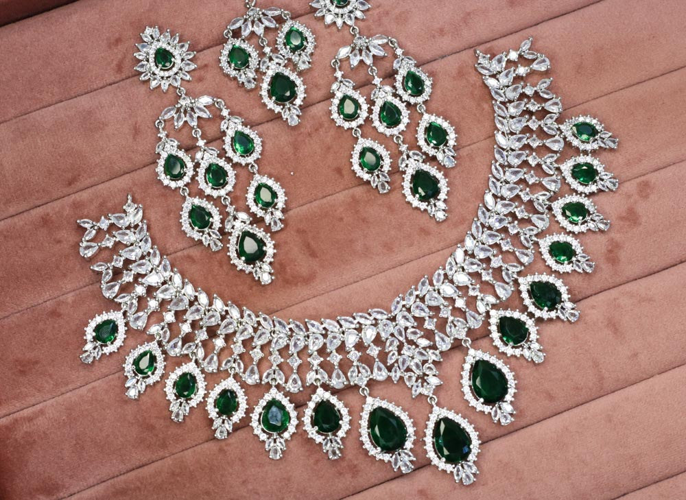 Suramya AD Necklace Set - AJEH Jewellery
