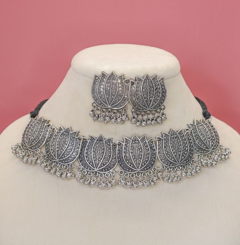 Kamal Oxidised Necklace Set - AJEH Jewellery