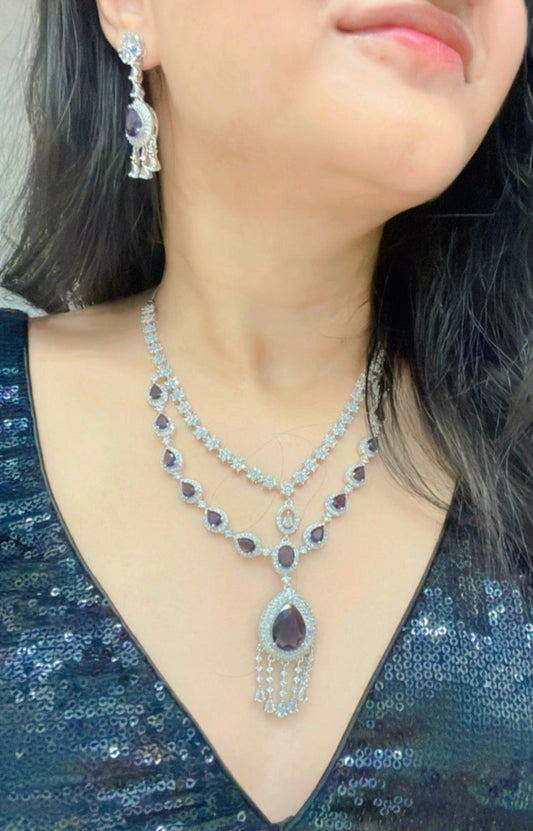 Nagma AD Necklace Set - AJEH Jewellery