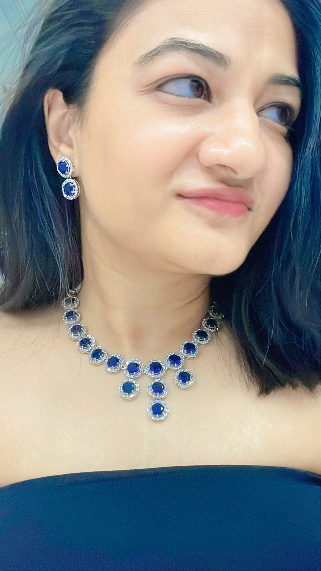 Sahera AD Necklace Set - AJEH Jewellery