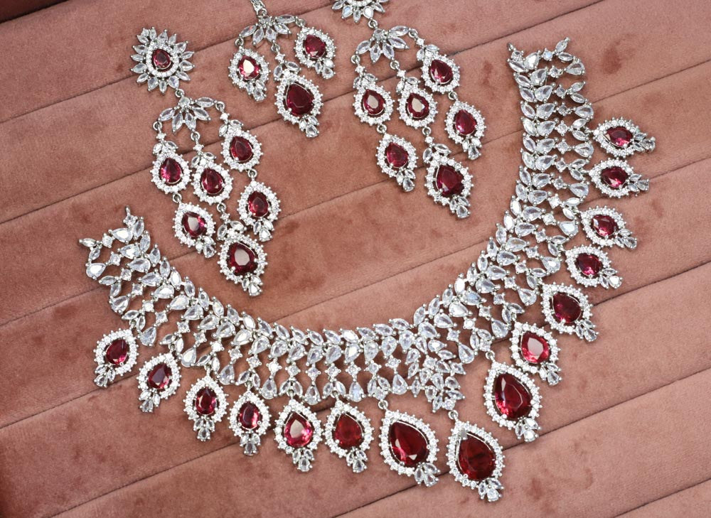 Suramya AD Necklace Set - AJEH Jewellery