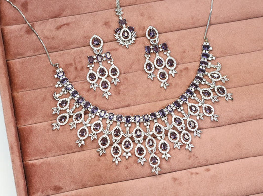 Rawiya AD Necklace Set - AJEH Jewellery