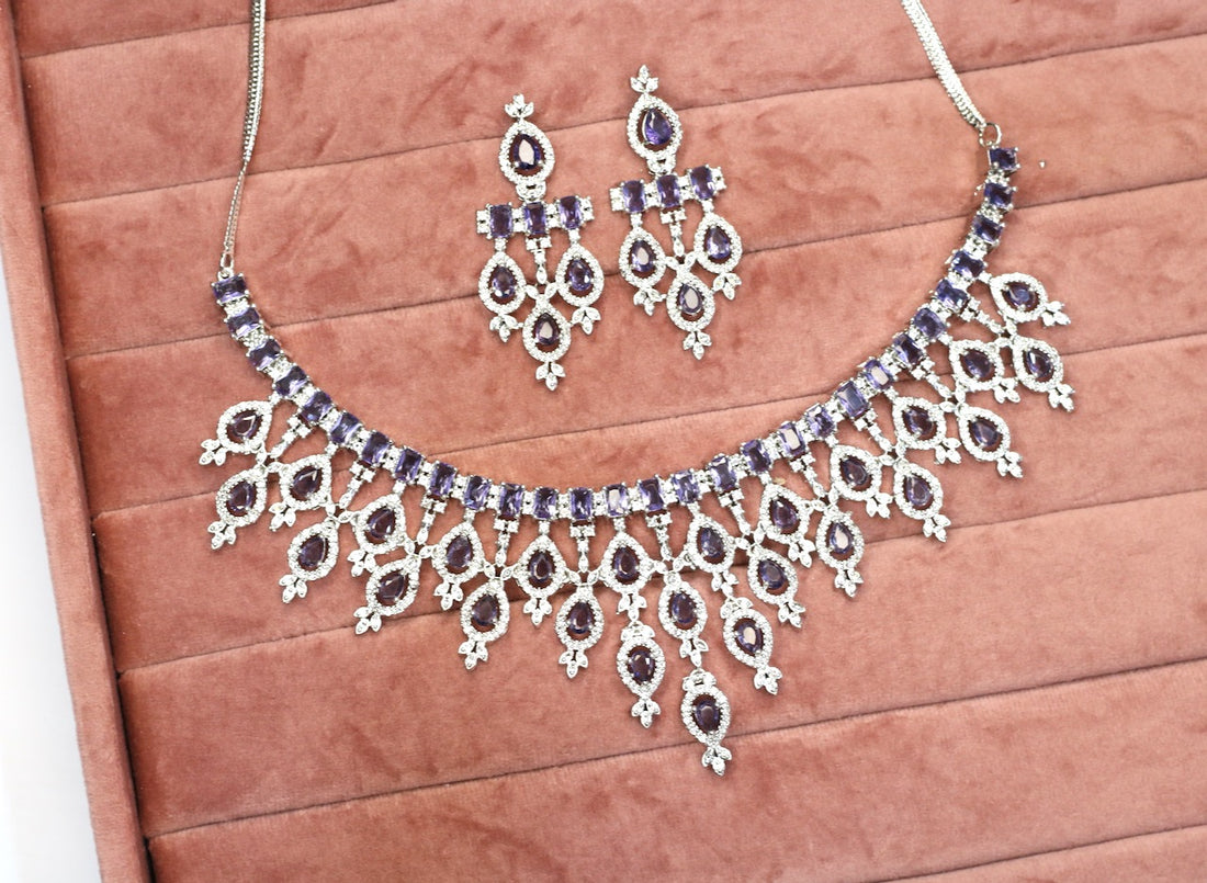 Rawiya AD Necklace Set - AJEH Jewellery