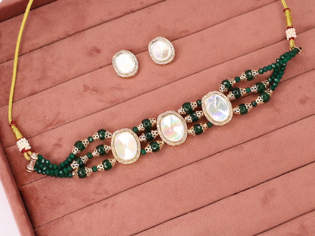 Hafsa Kundan Necklace Set - AJEH Jewellery