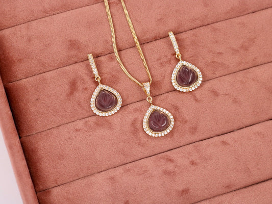 Jazeer Kundan Pendant Set - AJEH Jewellery