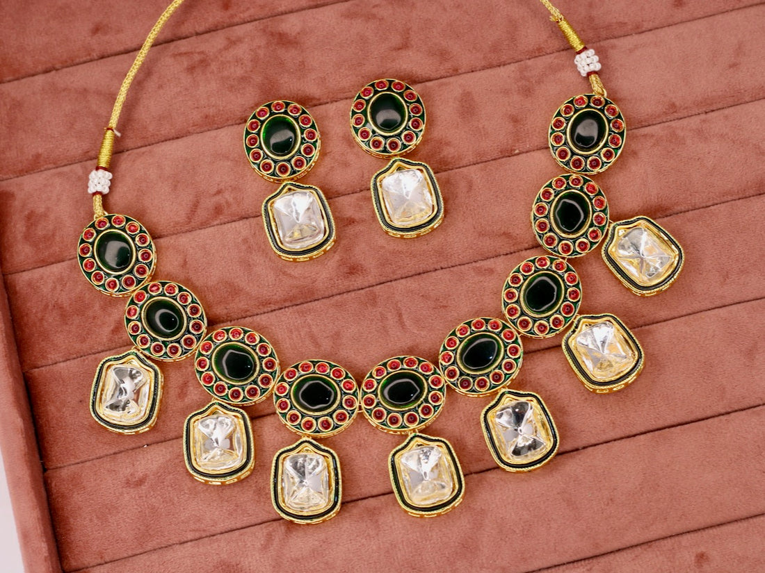 Dareen Kundan Necklace Set - AJEH Jewellery