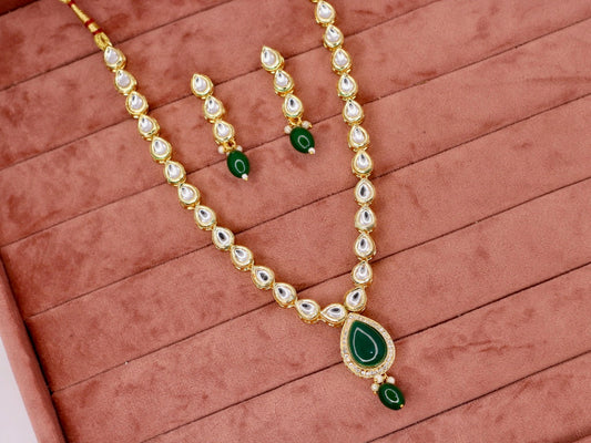Fahda Kundan Necklace Set - AJEH Jewellery