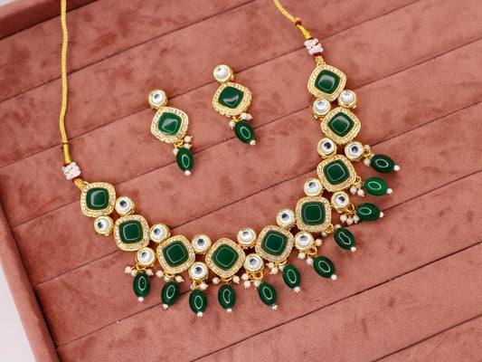 Farhana Kundan Necklace Set - AJEH Jewellery