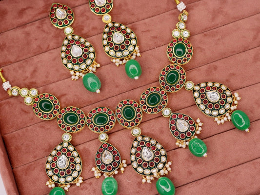 Hadia Kundan Necklace Set - AJEH Jewellery