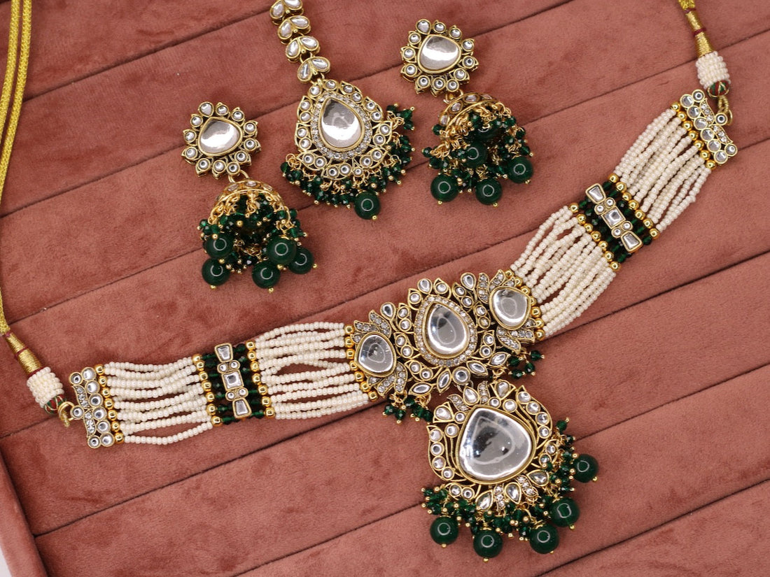 Trisha Kundan Necklace Set - AJEH Jewellery