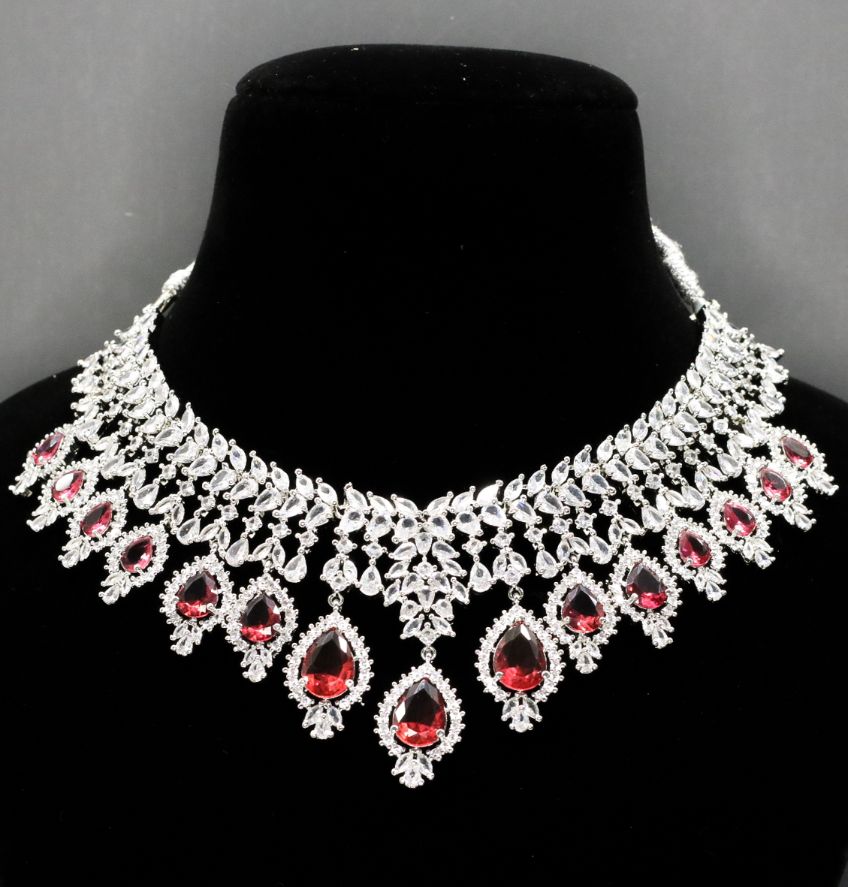 Suramya AD Necklace Set - AJEH Jewellery