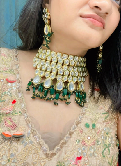 Mahroom Kundan Necklace Set - AJEH Jewellery