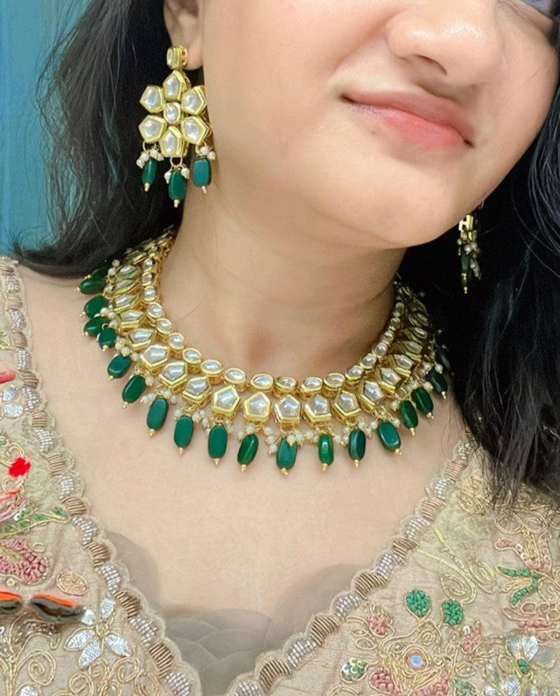 Saanjh Kundan Necklace Set - AJEH Jewellery