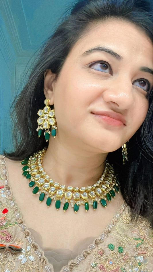 Saanjh Kundan Necklace Set - AJEH Jewellery