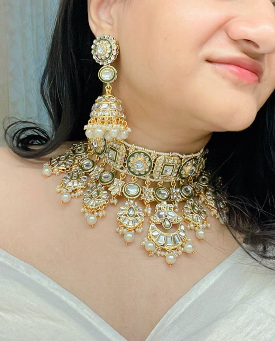 Benazir Kundan Necklace Set - AJEH Jewellery