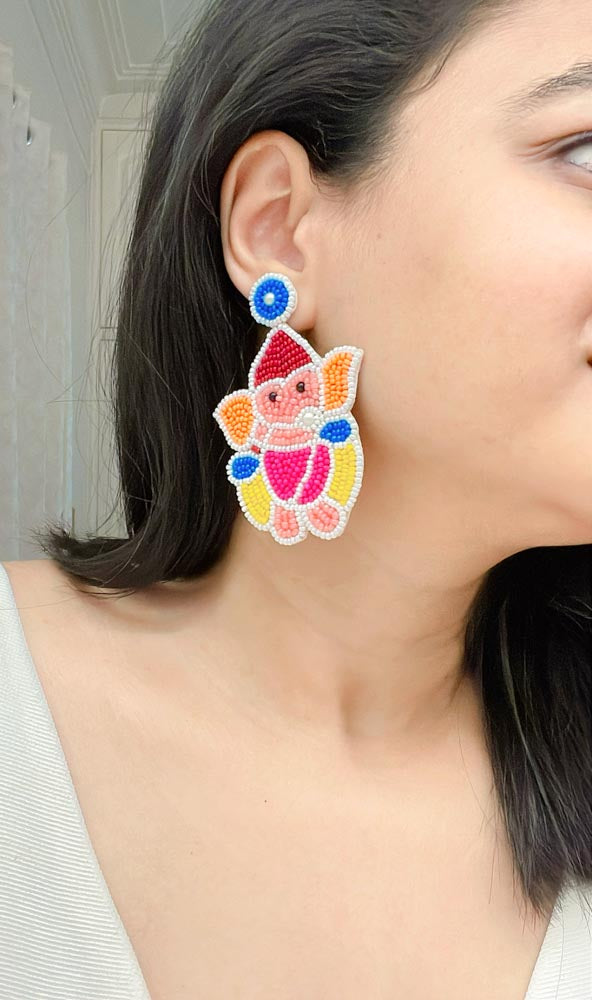 Ganesh Handbeaded Earrings - AJEH Jewellery