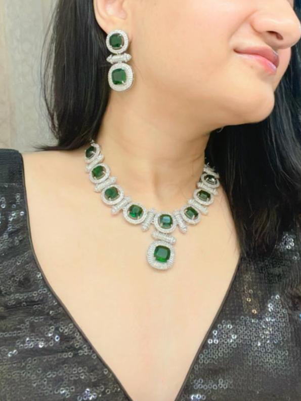 Nadira AD Necklace Set - AJEH Jewellery