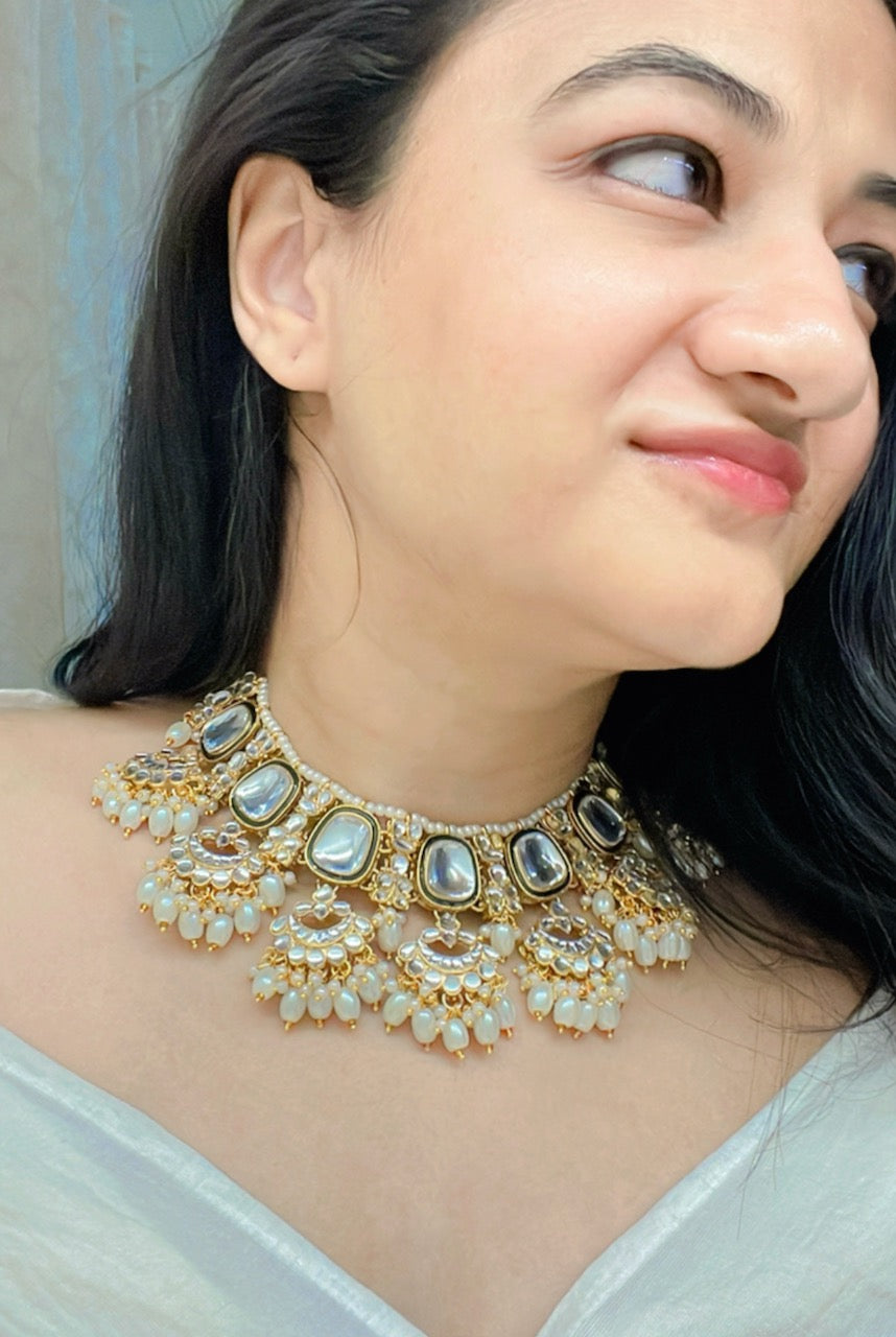 Ifra Kundan Necklace Set - AJEH Jewellery