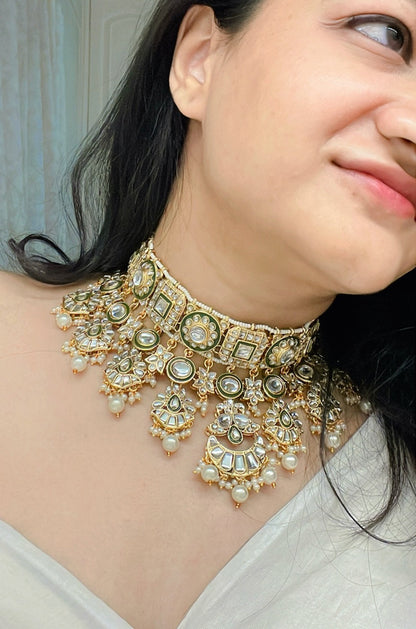 Benazir Kundan Necklace Set - AJEH Jewellery