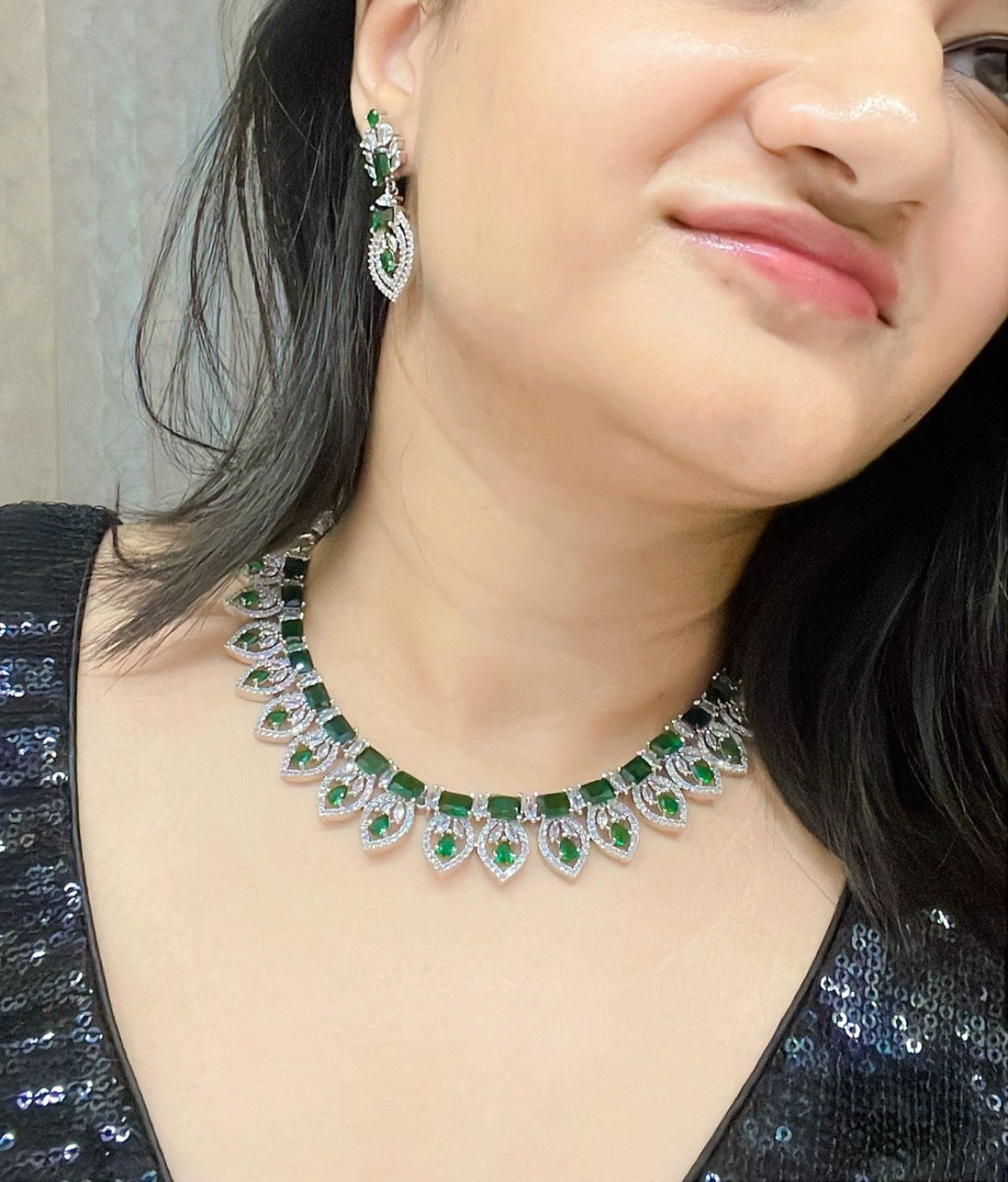 Eesha AD Necklace Set - AJEH Jewellery