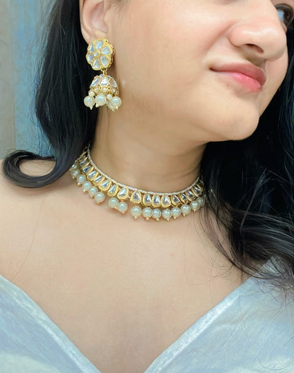 Famya Kundan Necklace Set - AJEH Jewellery