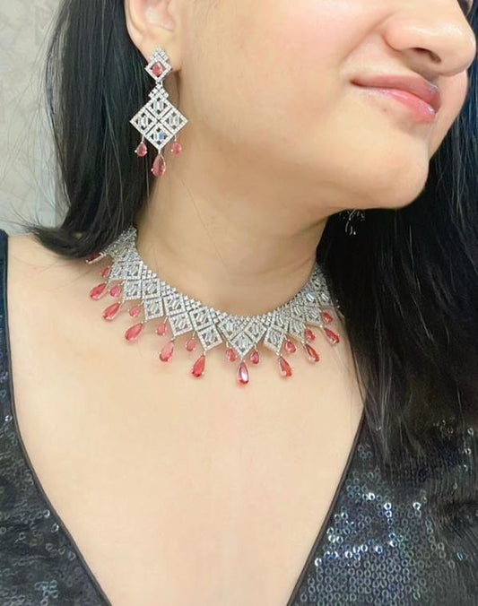 Nasira AD Necklace Set - AJEH Jewellery