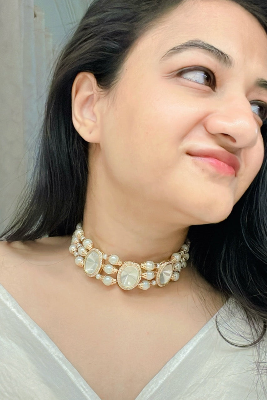 Hafsa Kundan Necklace Set - AJEH Jewellery