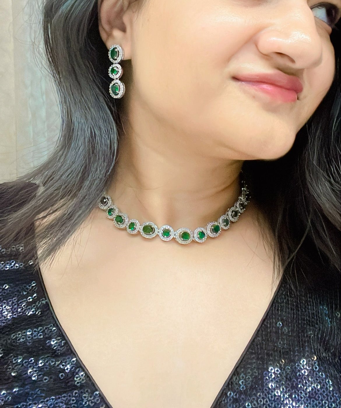 Laila AD Necklace Set - AJEH Jewellery