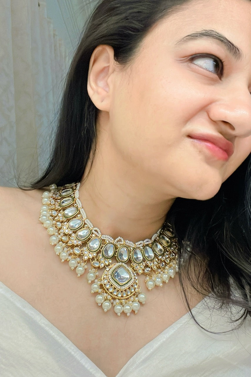 Fida Kundan Necklace Set - AJEH Jewellery