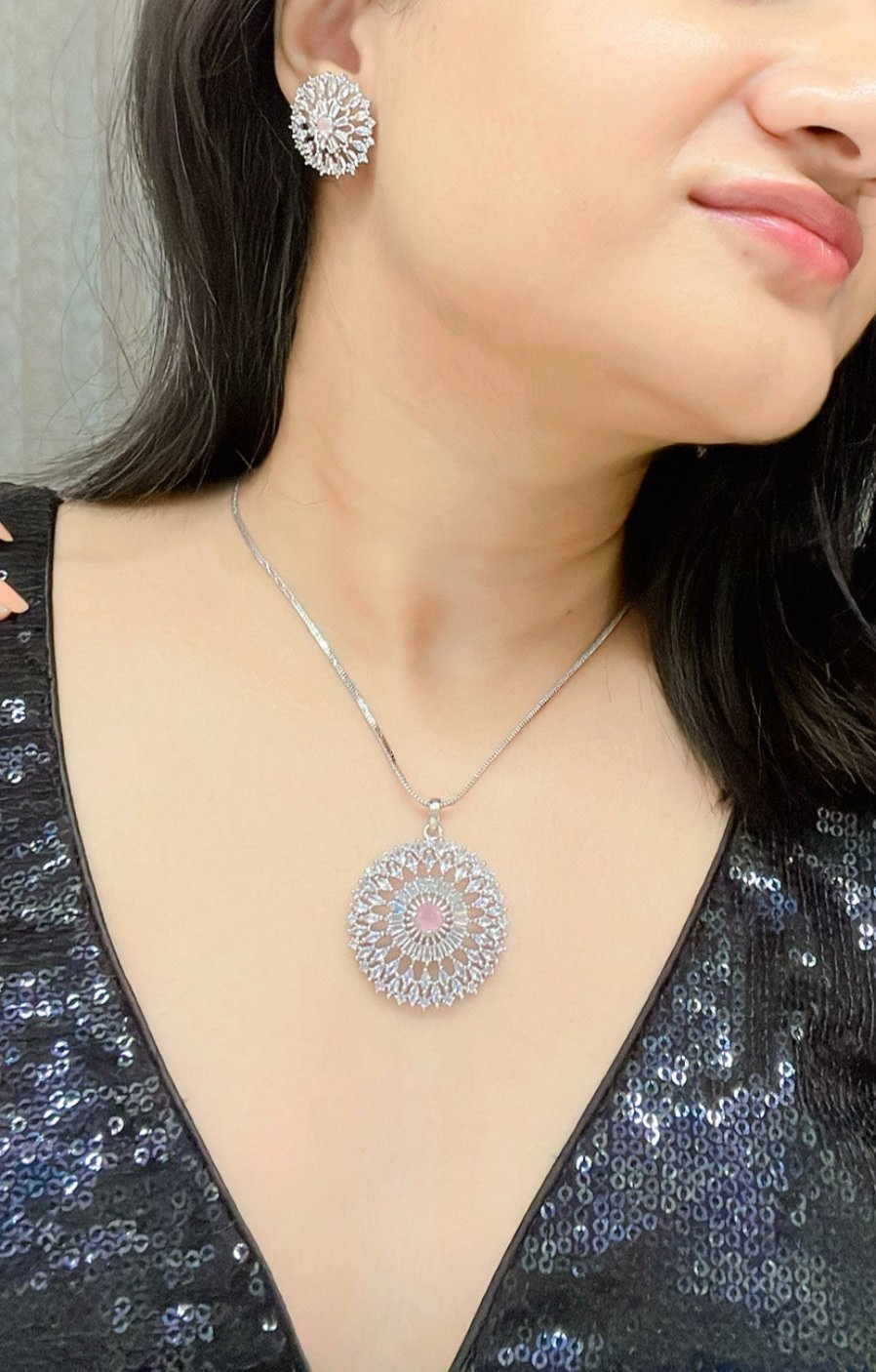 Chakra AD Necklace Set - AJEH Jewellery