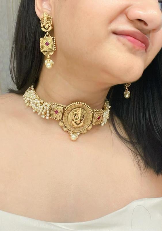 Hawa Temple Necklace Set - AJEH Jewellery