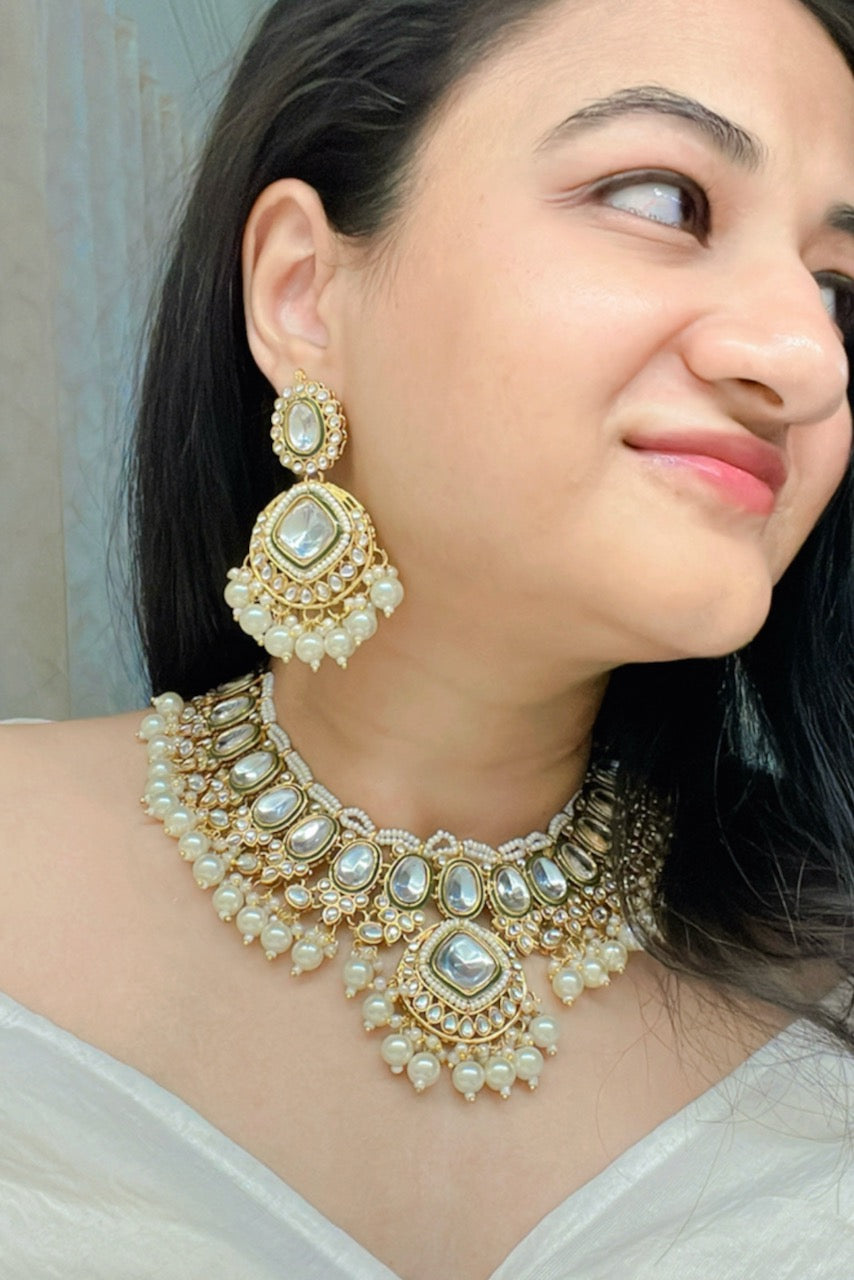 Fida Kundan Necklace Set - AJEH Jewellery