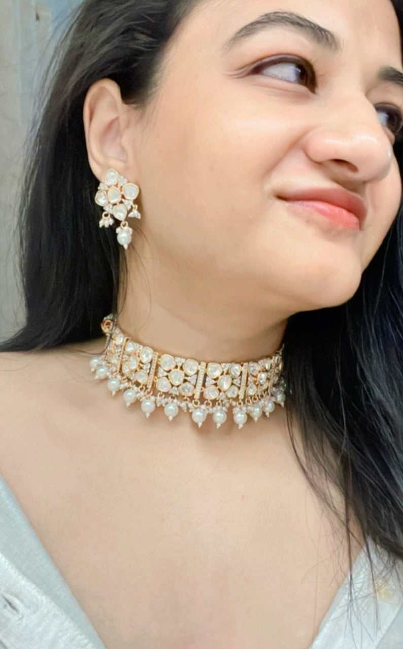 Jahari Kundan Necklace Set - AJEH Jewellery