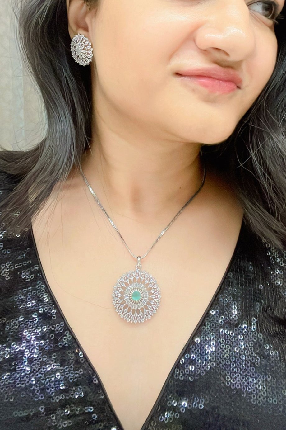 Chakra AD Necklace Set - AJEH Jewellery