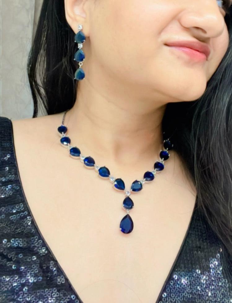 Rafiqa AD Necklace Set - AJEH Jewellery