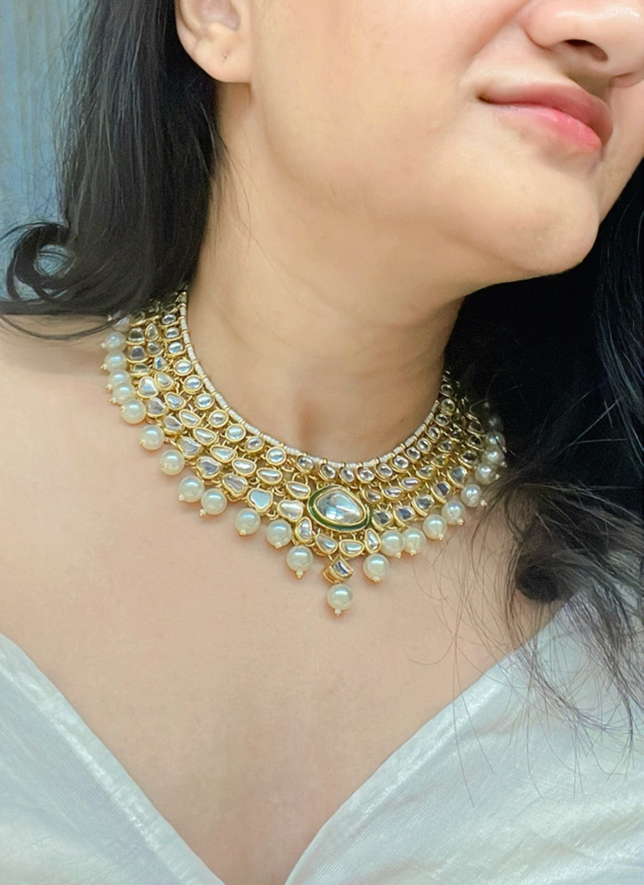 Daneen Kundan Necklace Set - AJEH Jewellery