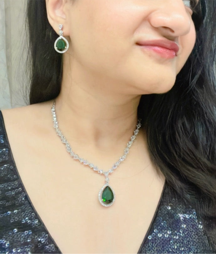 Avyana AD Necklace Set - AJEH Jewellery