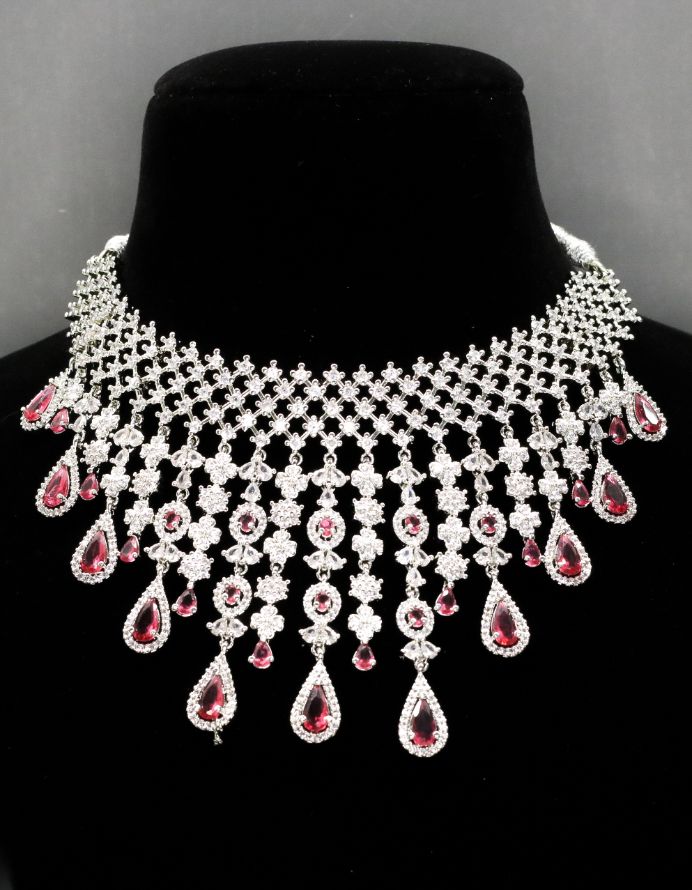 Afreen AD Necklace Set - AJEH Jewellery