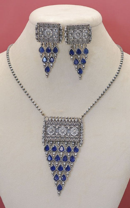 Afsana Oxidised Necklace Set - AJEH Jewellery