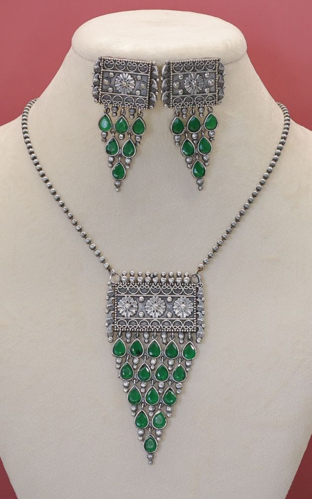 Afsana Oxidised Necklace Set - AJEH Jewellery