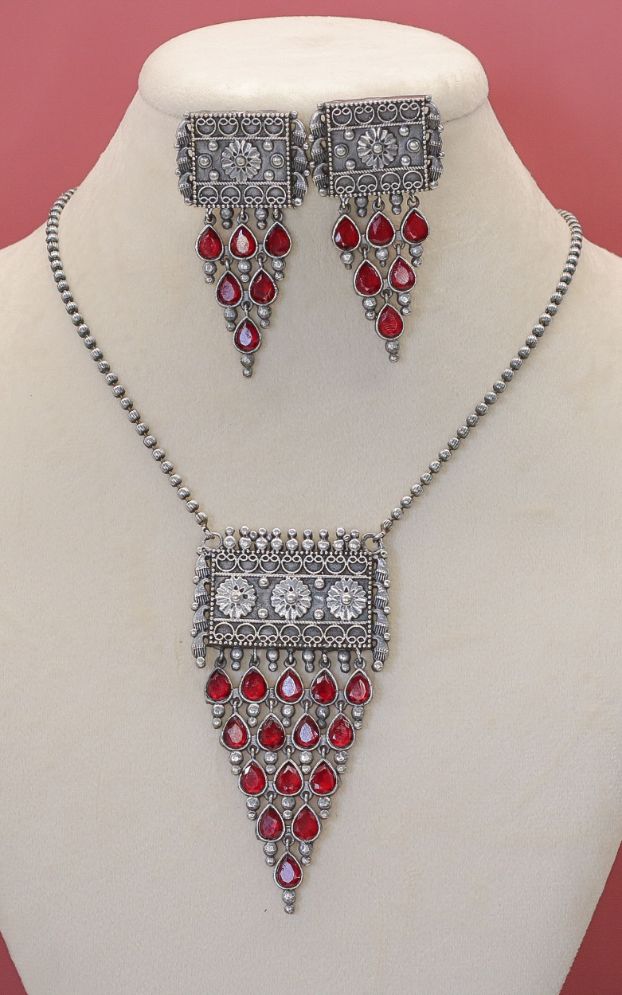 Afsana Oxidised Necklace Set - AJEH Jewellery