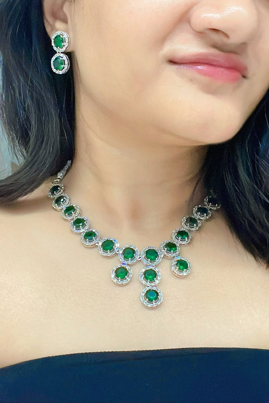 Sahera AD Necklace Set - AJEH Jewellery