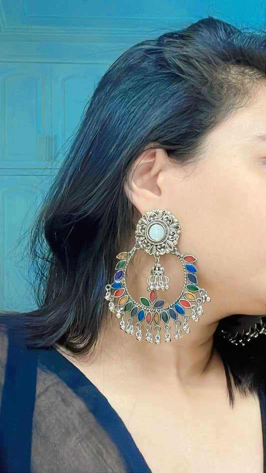 Saira Oxidised Earrings - AJEH Jewellery